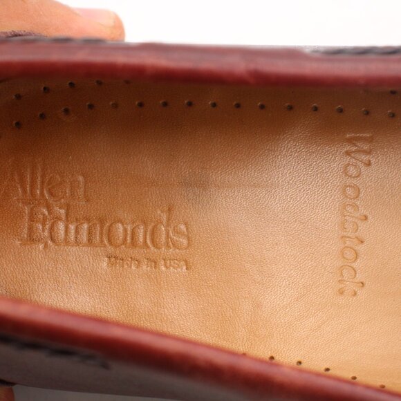 Allen Edmonds Woodstock Men\'s 9 D Leather Kiltie Loafers  Burgundy Brown USA main image 8